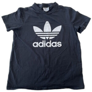 Adidas Women’s T Shirt Black Large Retro Vintage Trefoil 90’s Casual 95% Cotton